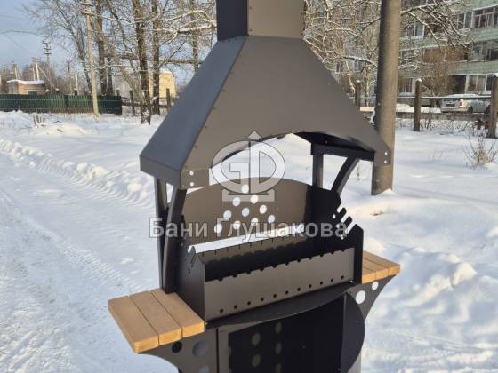 Стационарный мангал с крышей